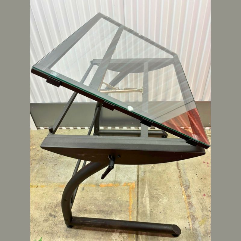 Table à dessin inclinable avec surface en verre trempé
